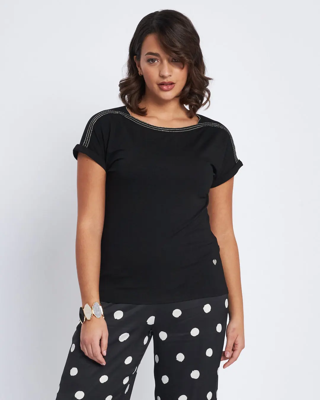 T-shirt con carre' e microchain applicata - Image 6