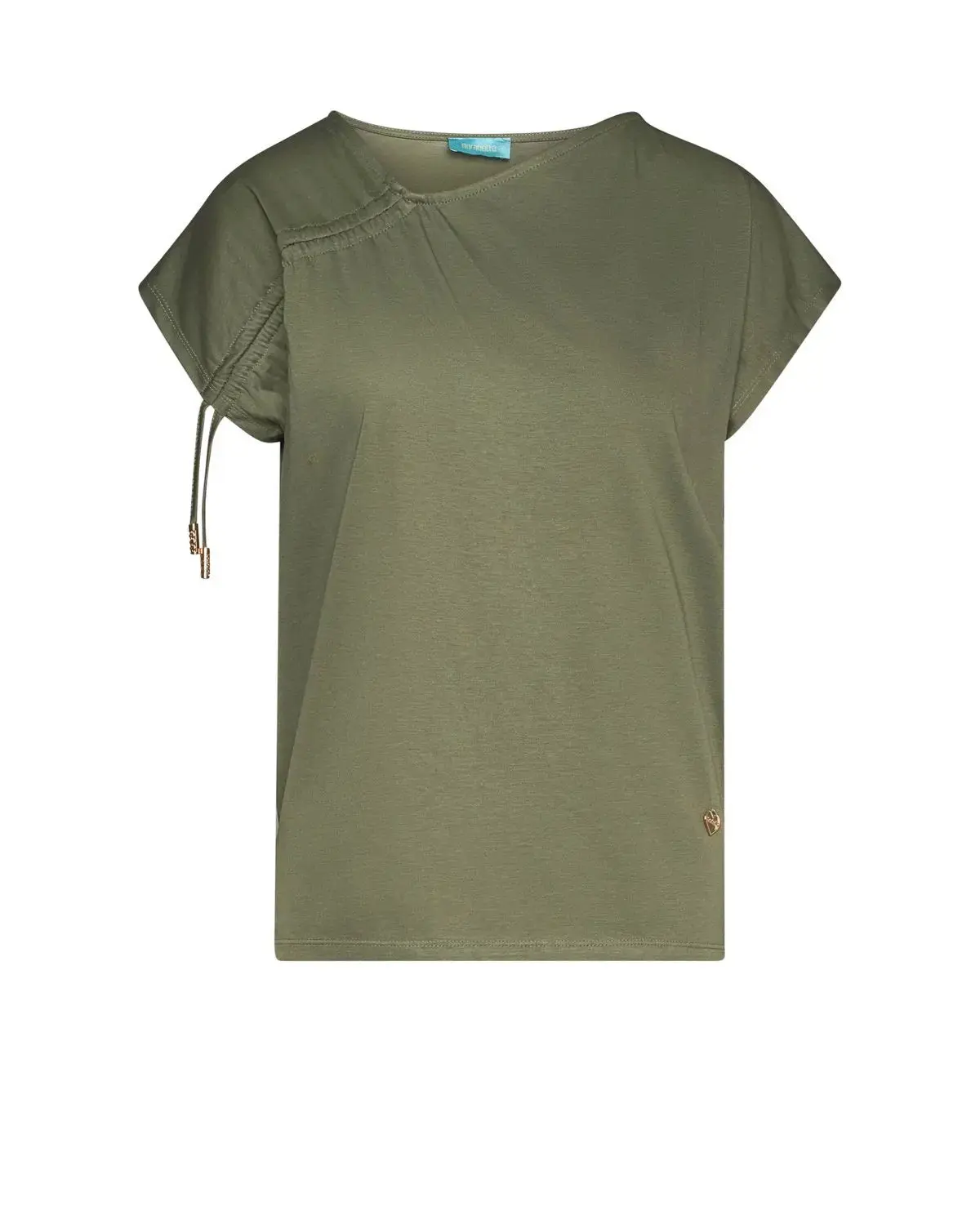 T-shirt con coulisse asimmetrica laterale MILITARE