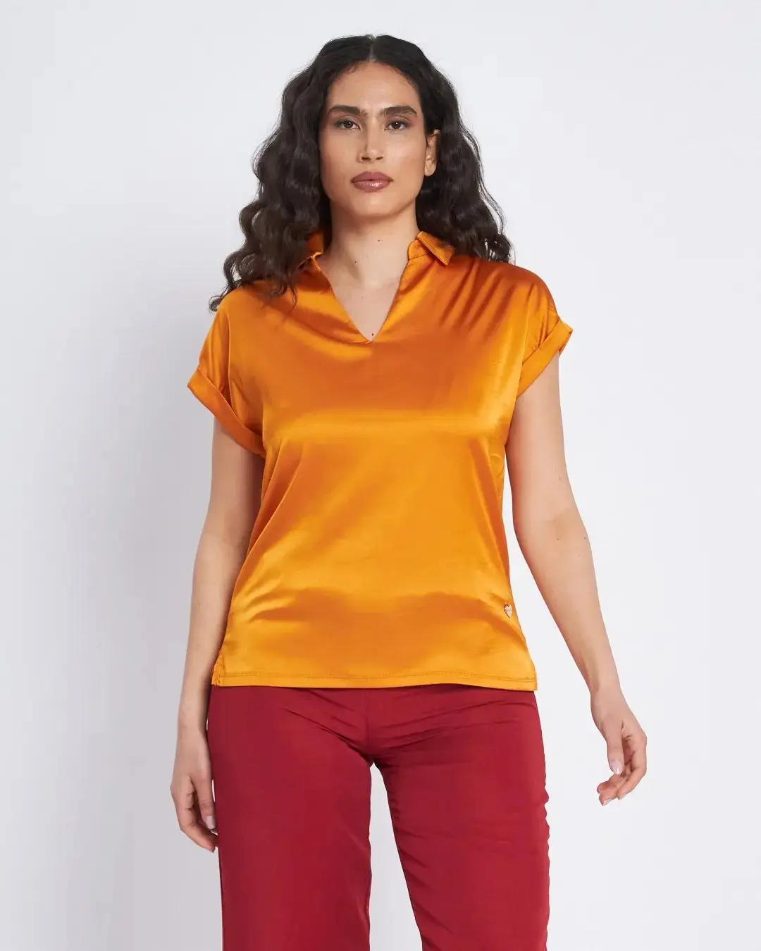 T-shirt in misto viscosa e raso CURCUMA - Image 2