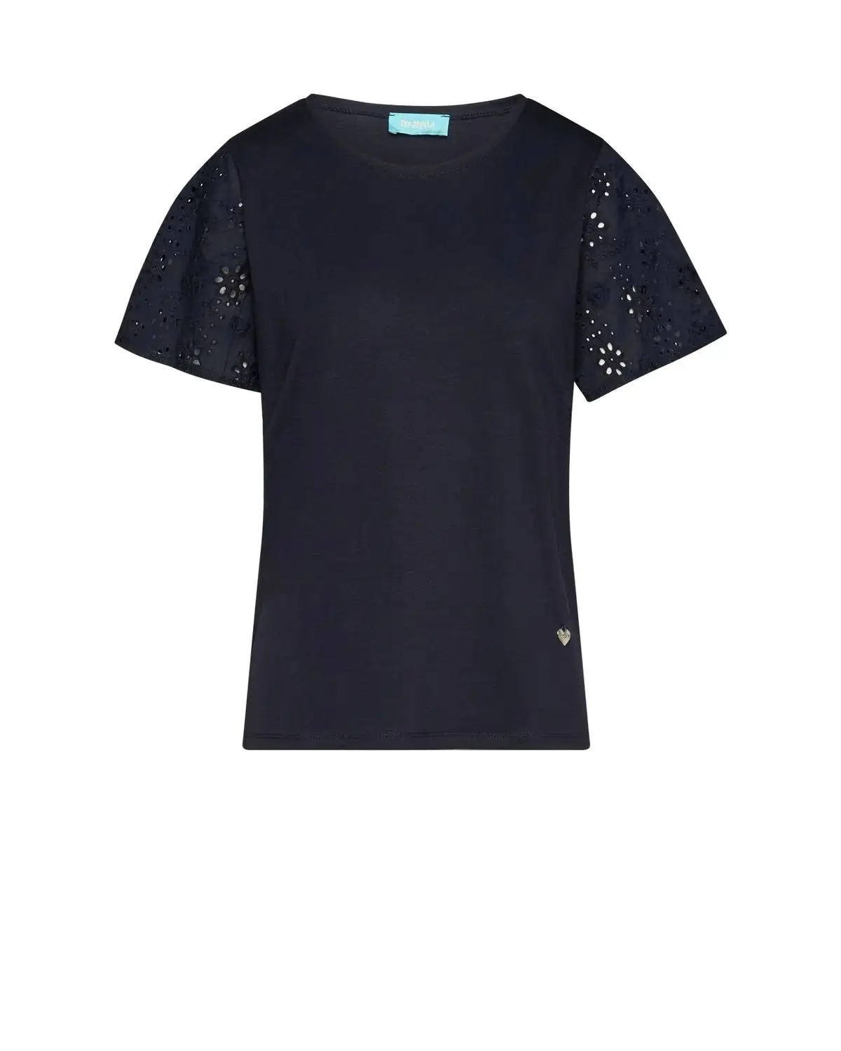 T-shirt con maniche in sangallo BLU