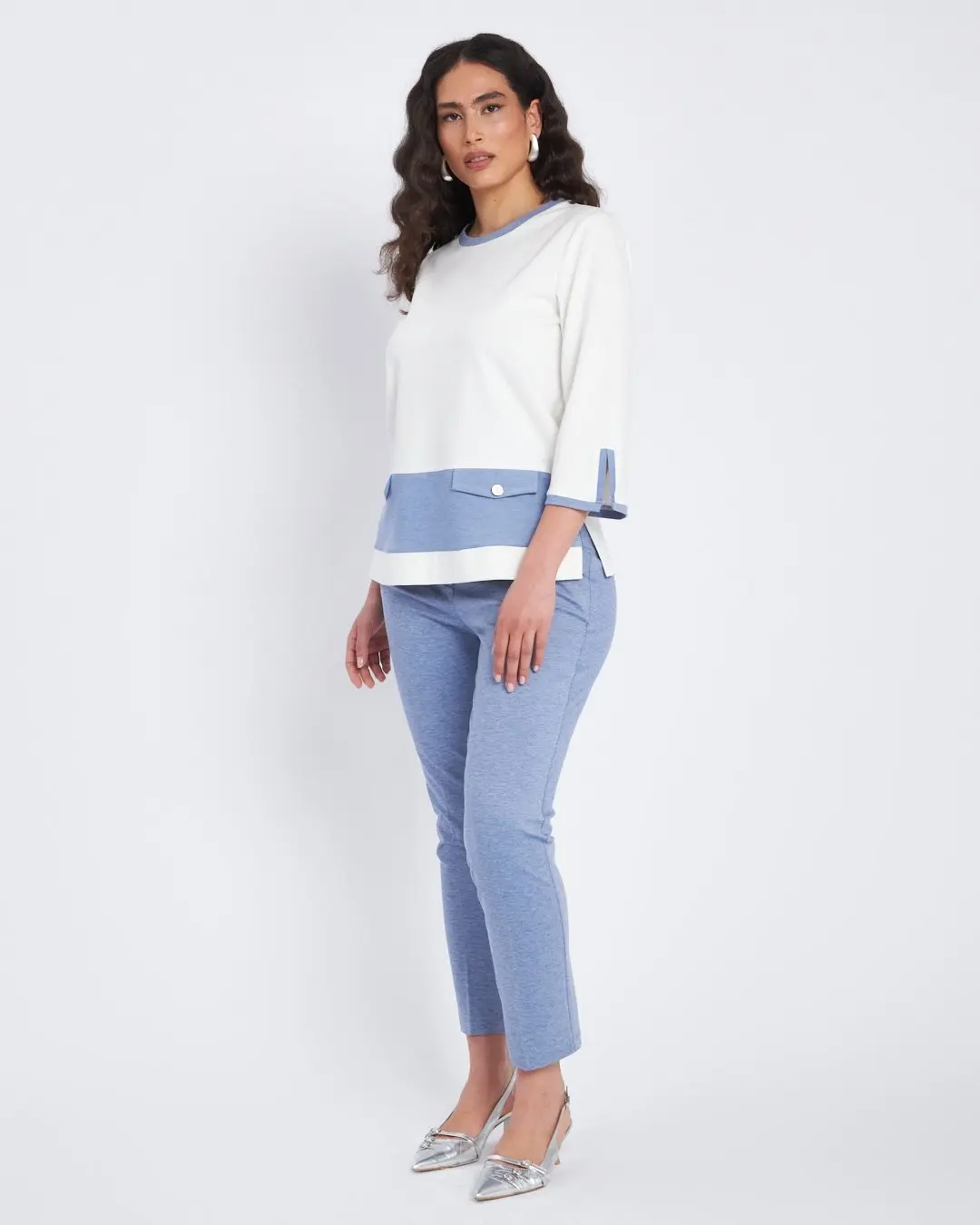 Pantalone wide leg con retro bustino elastico DENIM - Image 5
