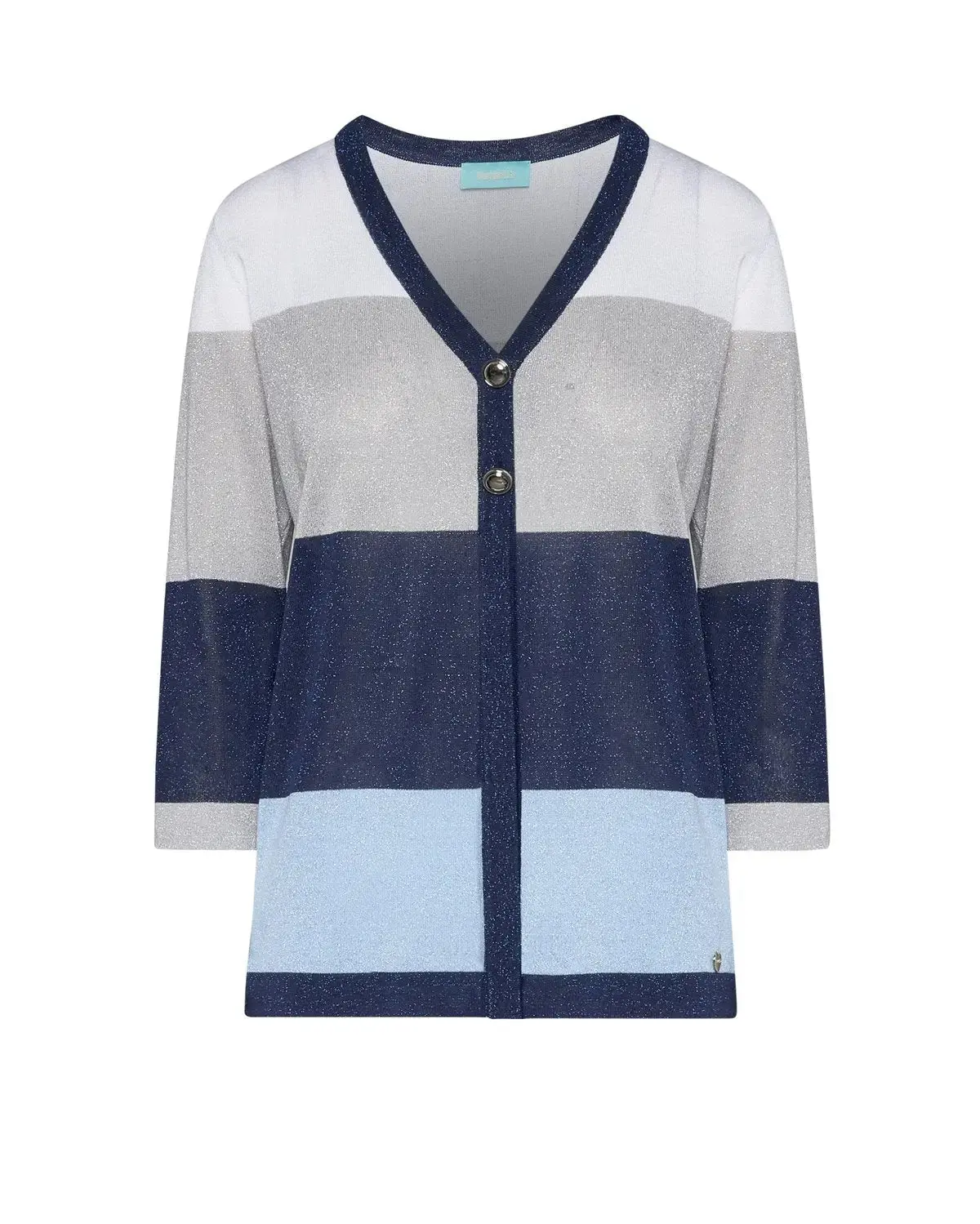 Cardigan a righe con inserti lurex BLU