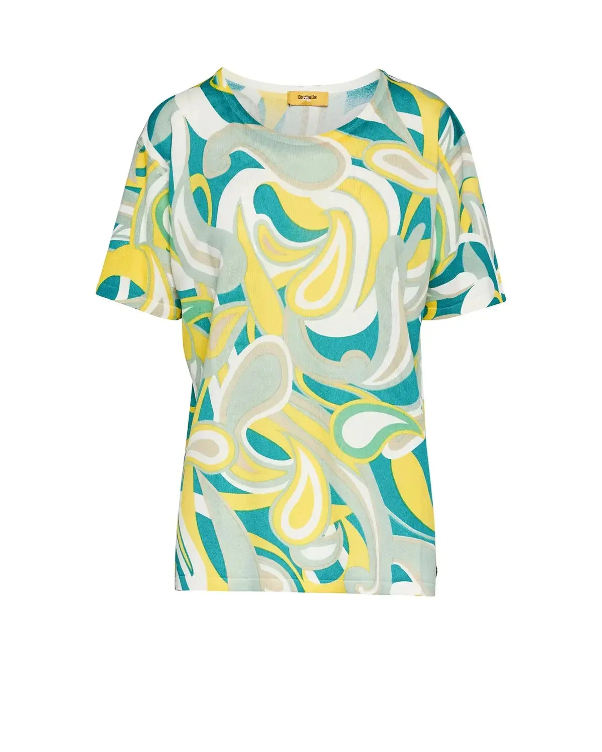 Maglia a fantasia a mezze maniche TURCHESE