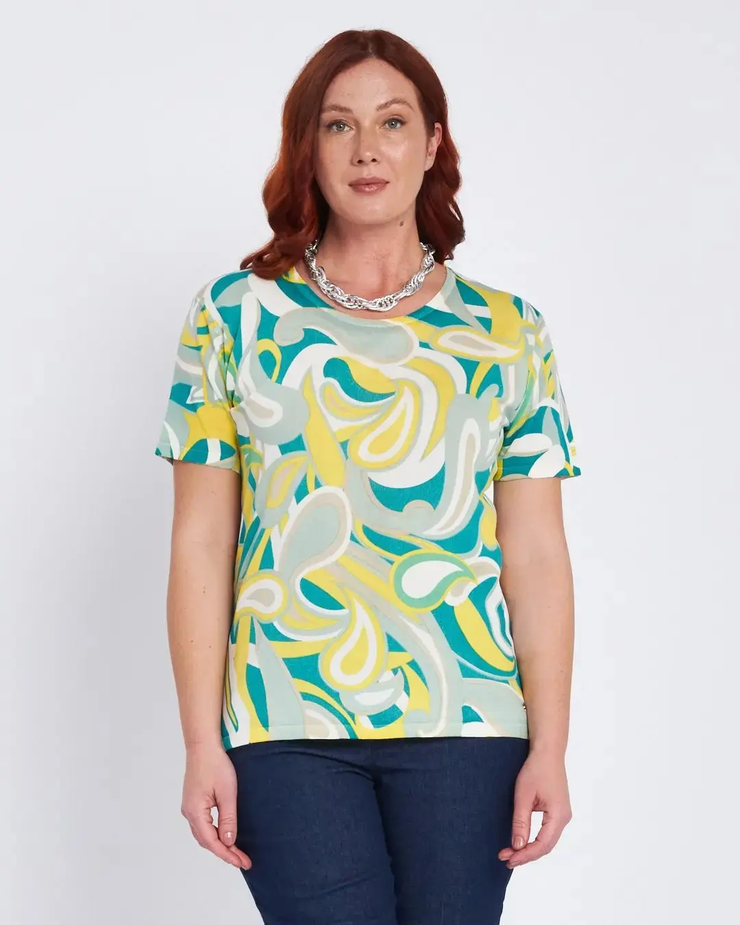 Maglia a fantasia a mezze maniche TURCHESE - Image 3