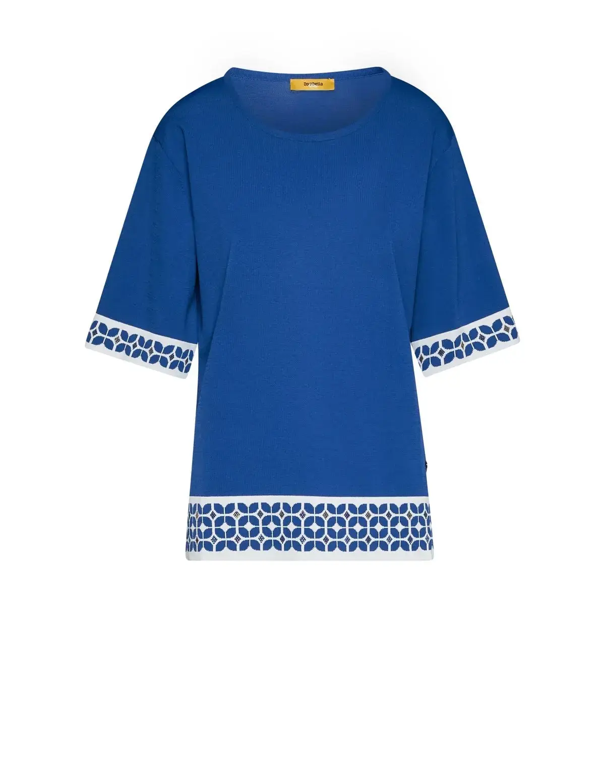 Maglia a mezze maniche con greca e strass