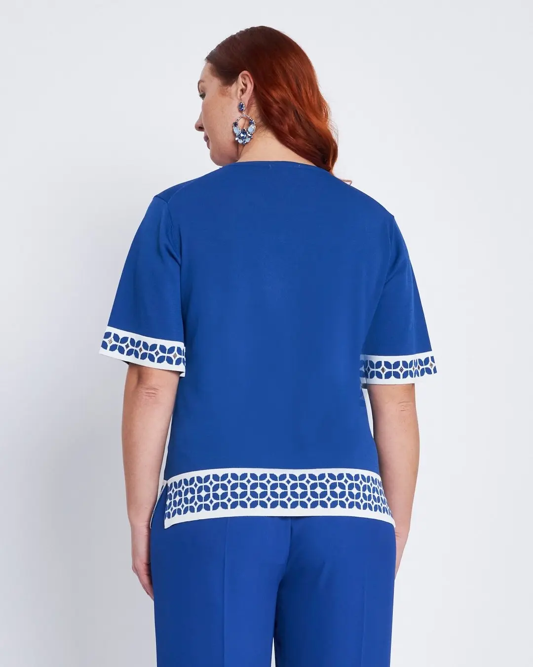 Maglia a mezze maniche con greca e strass - Image 4