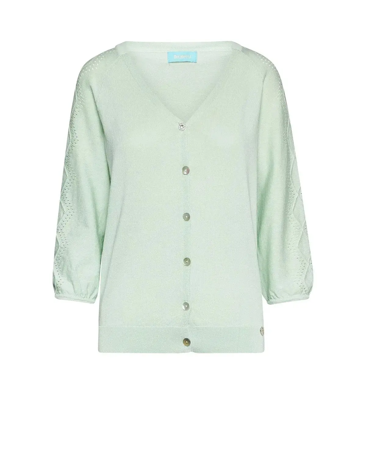 Cardigan scollo a V con bottoni e maniche a trafori ALOE