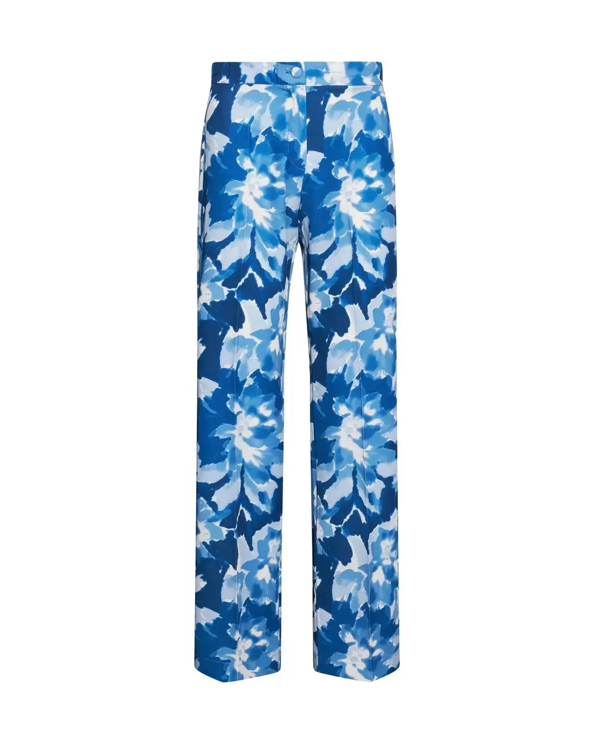 Pantalone straigh fit in cady a fantasia BLU CHINA