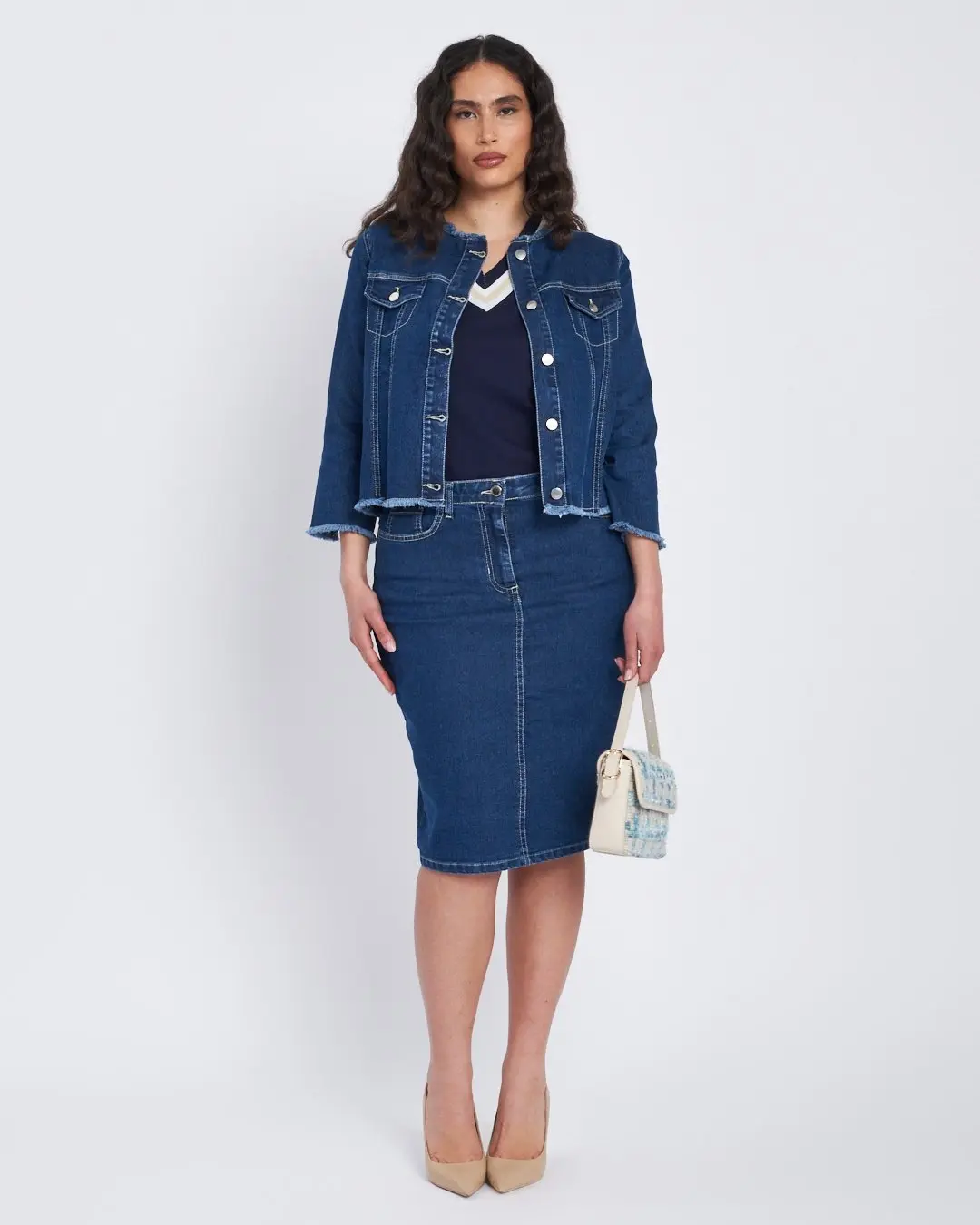 Gonna in denim con spacco posteriore DENIM - Image 5