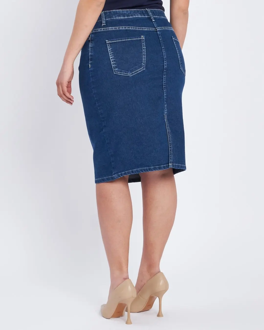 Gonna in denim con spacco posteriore DENIM - Image 7