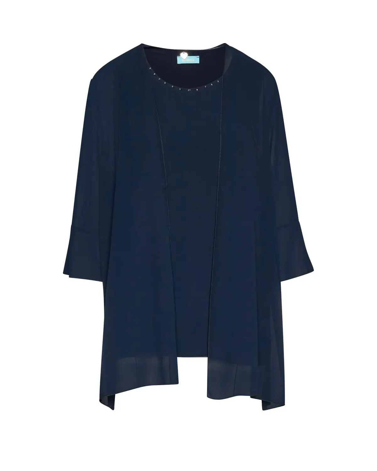 Twinset in georgette con applicazioni scollo BLU - Image 2