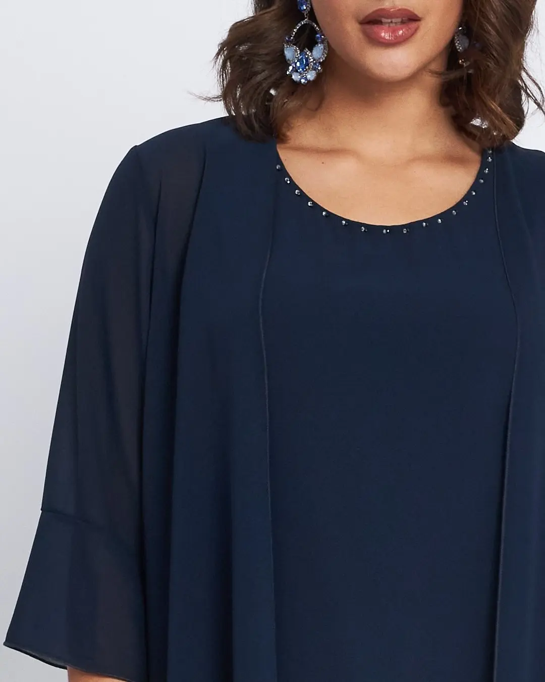 Twinset in georgette con applicazioni scollo BLU - Image 3