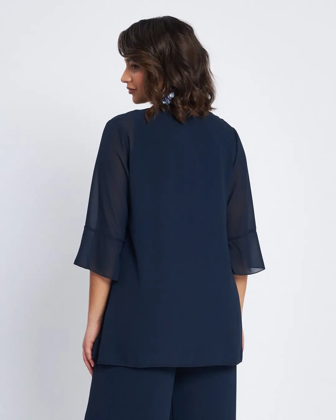 Twinset in georgette con applicazioni scollo BLU - Image 4