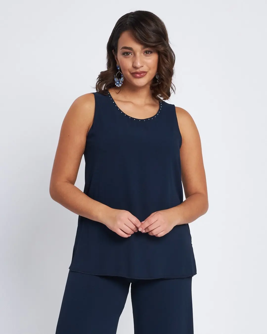 Twinset in georgette con applicazioni scollo BLU - Image 5