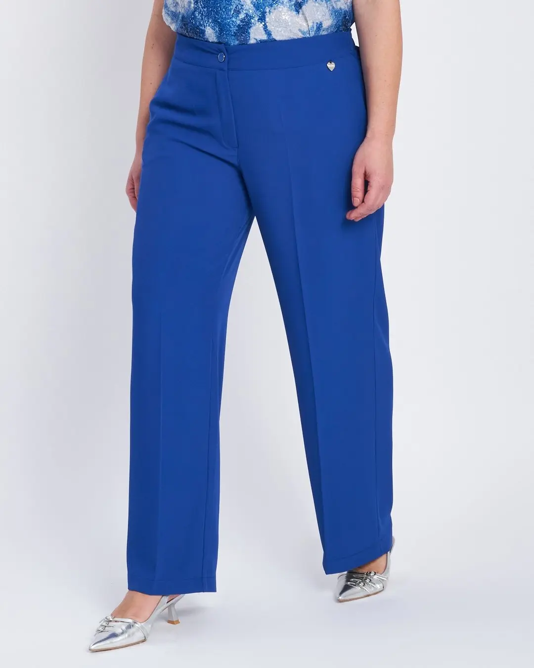 Pantalone in cady con retro bustino elastico BLU CHINA