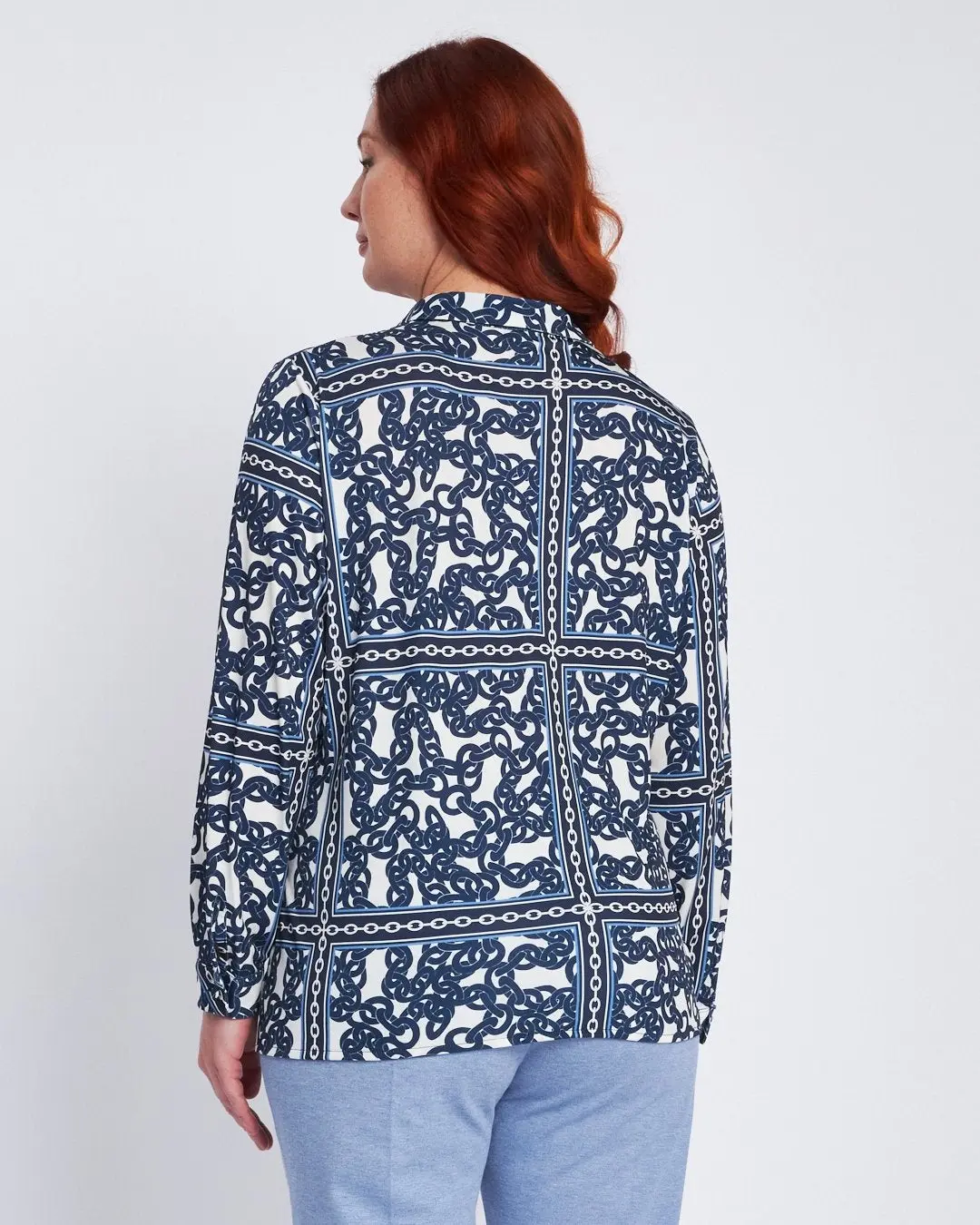 Camicia stretch con stampa all over BLU - Image 4