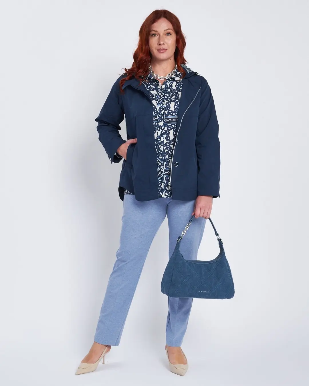 Camicia stretch con stampa all over BLU - Image 6