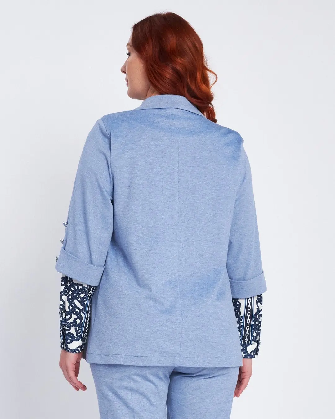 Blazer sfiancato con rever senza bottoni DENIM - Image 4