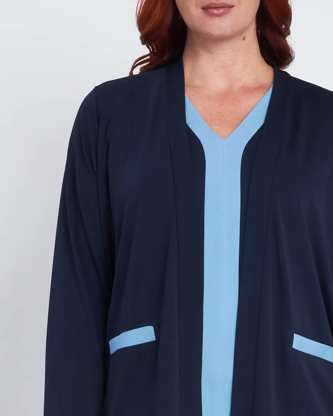 Twinset con spolvero e top bicolor BLU - Image 3
