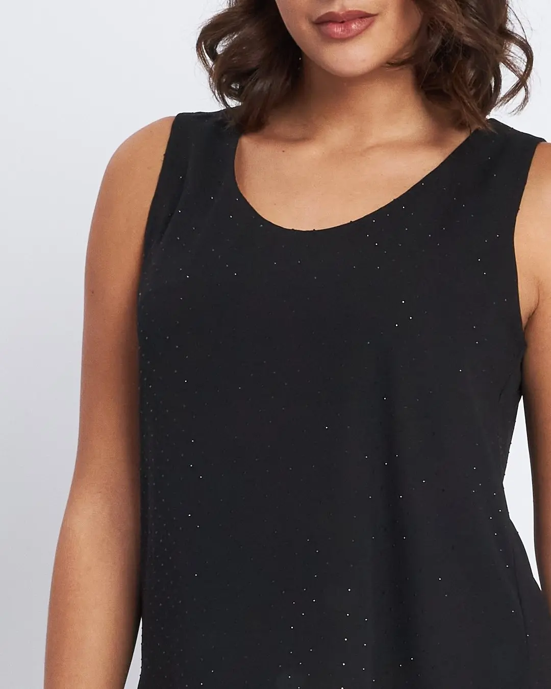 Top in georgette con strass e pizzo NERO - Image 3