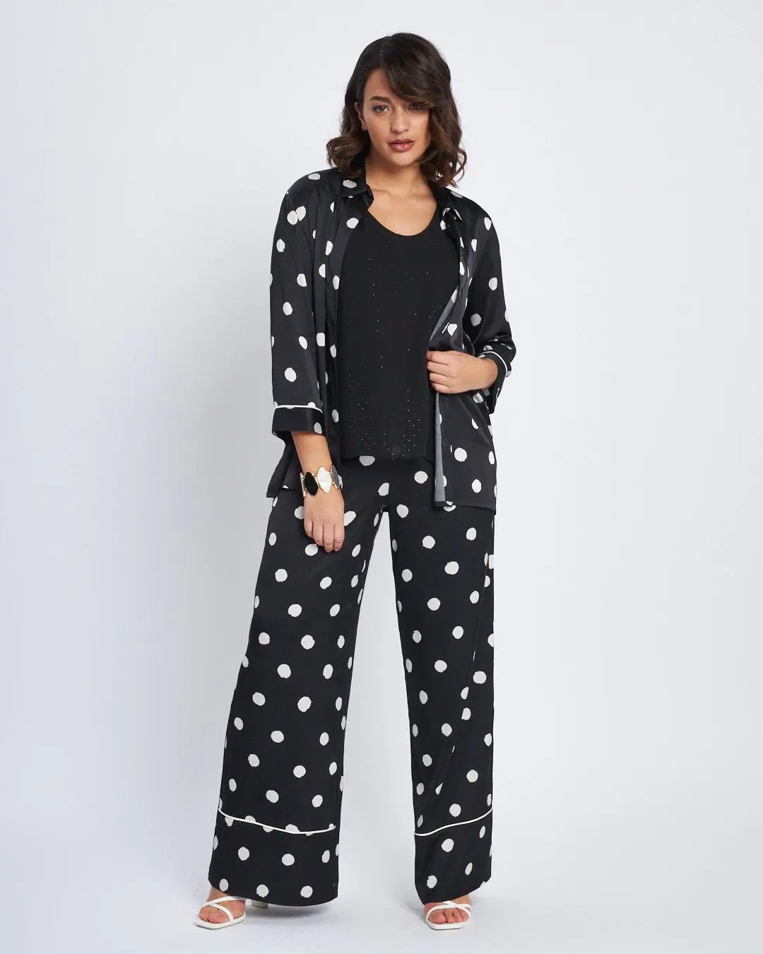 Top in georgette con strass e pizzo NERO - Image 5