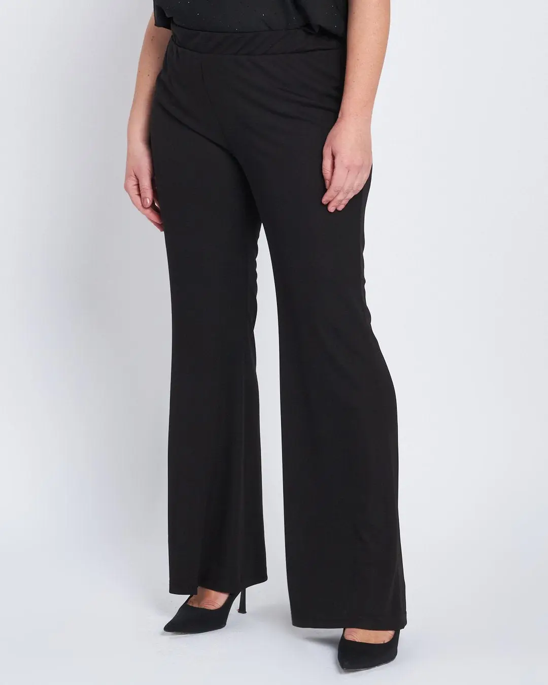 Pantalone ampio con vita elastica in jersey stretch NERO