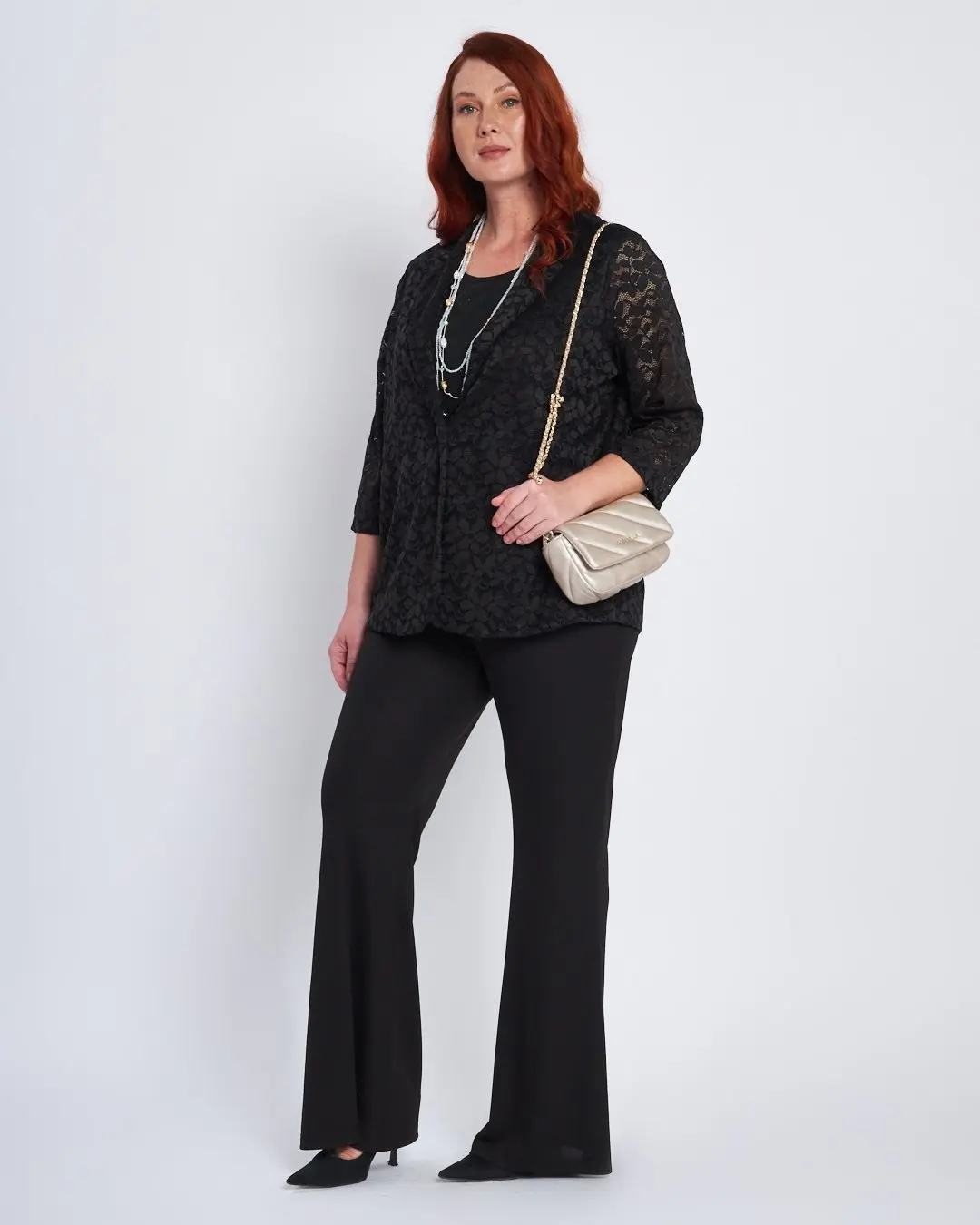 Pantalone ampio con vita elastica in jersey stretch NERO - Image 5
