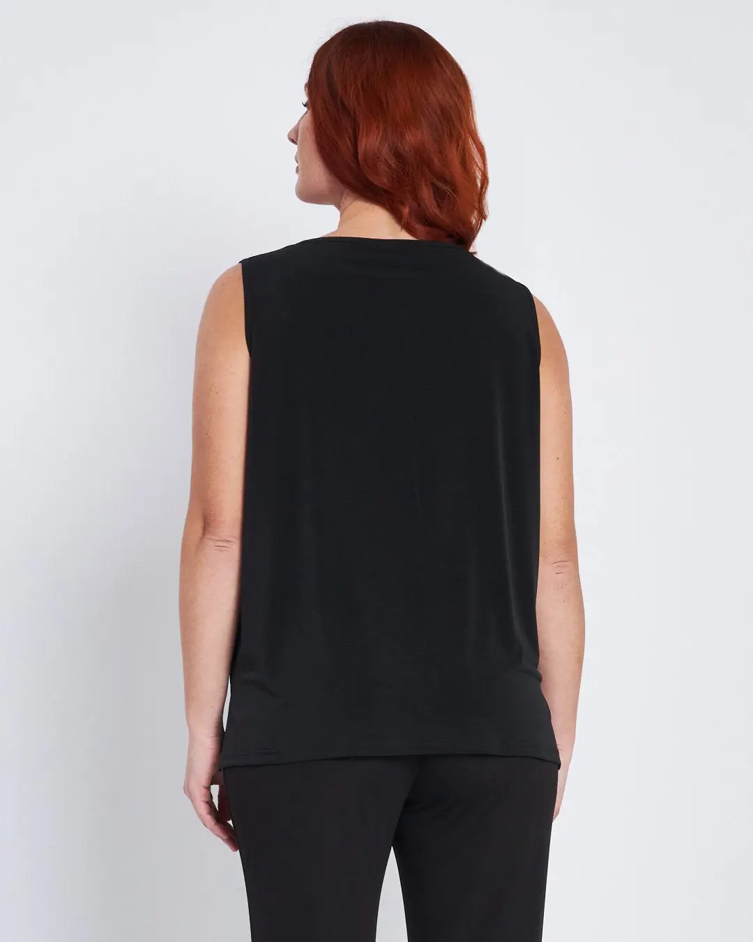 Top in georgette con strass frontali NERO - Image 3