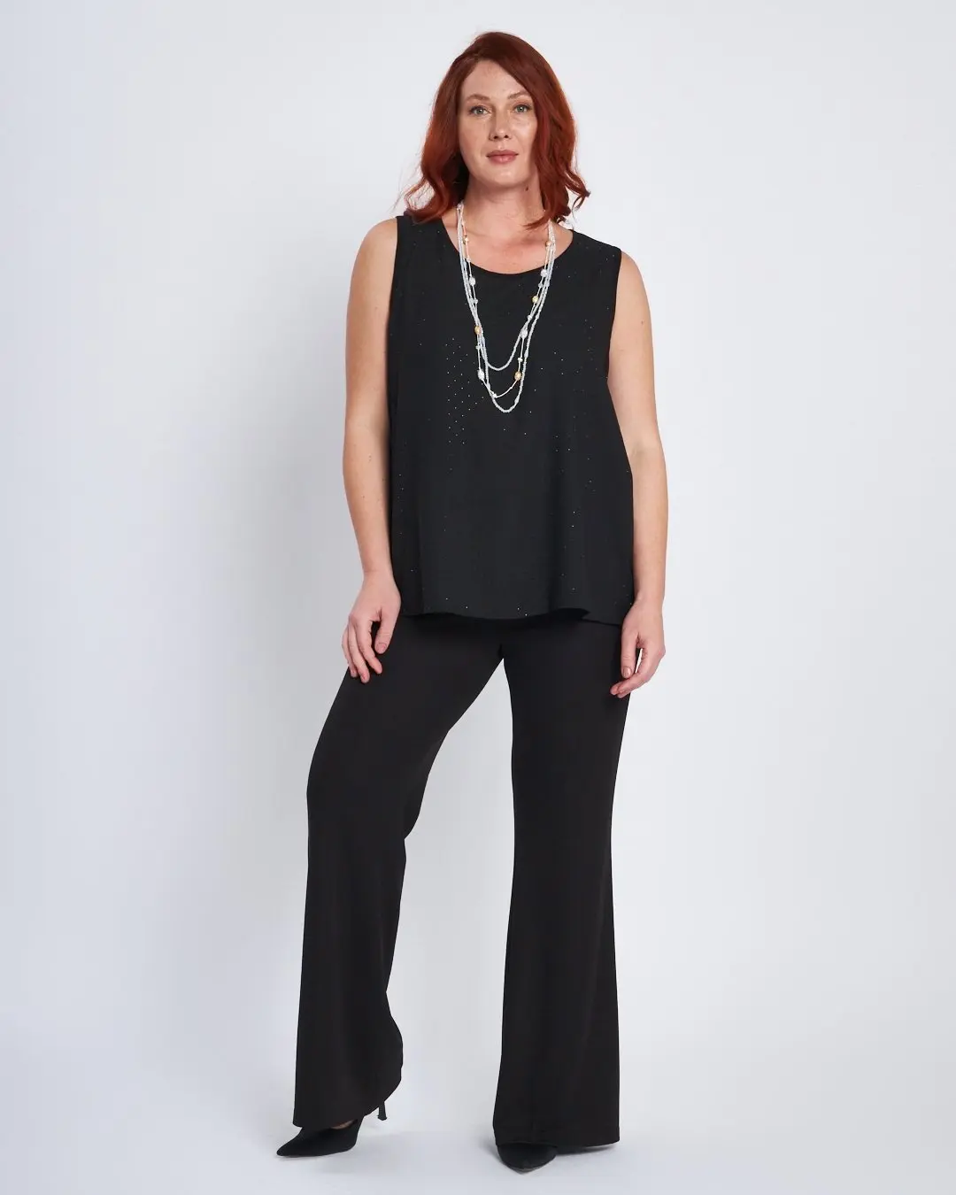 Top in georgette con strass frontali NERO - Image 4