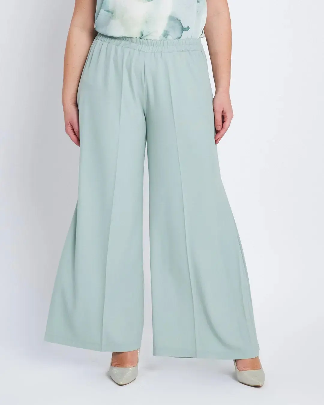 Pantalone in cady con baciapiega laterale al fondo ALOE - Image 2