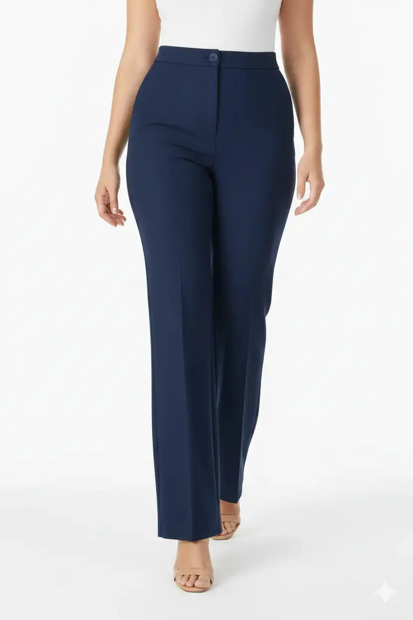Pantalone flare con zip e bottone in punto milano di viscosa - Image 2