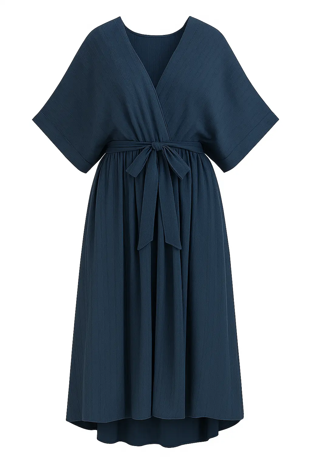 Abito con manica kimono, scollo a V incrociato e fusciacca in vita - Image 4