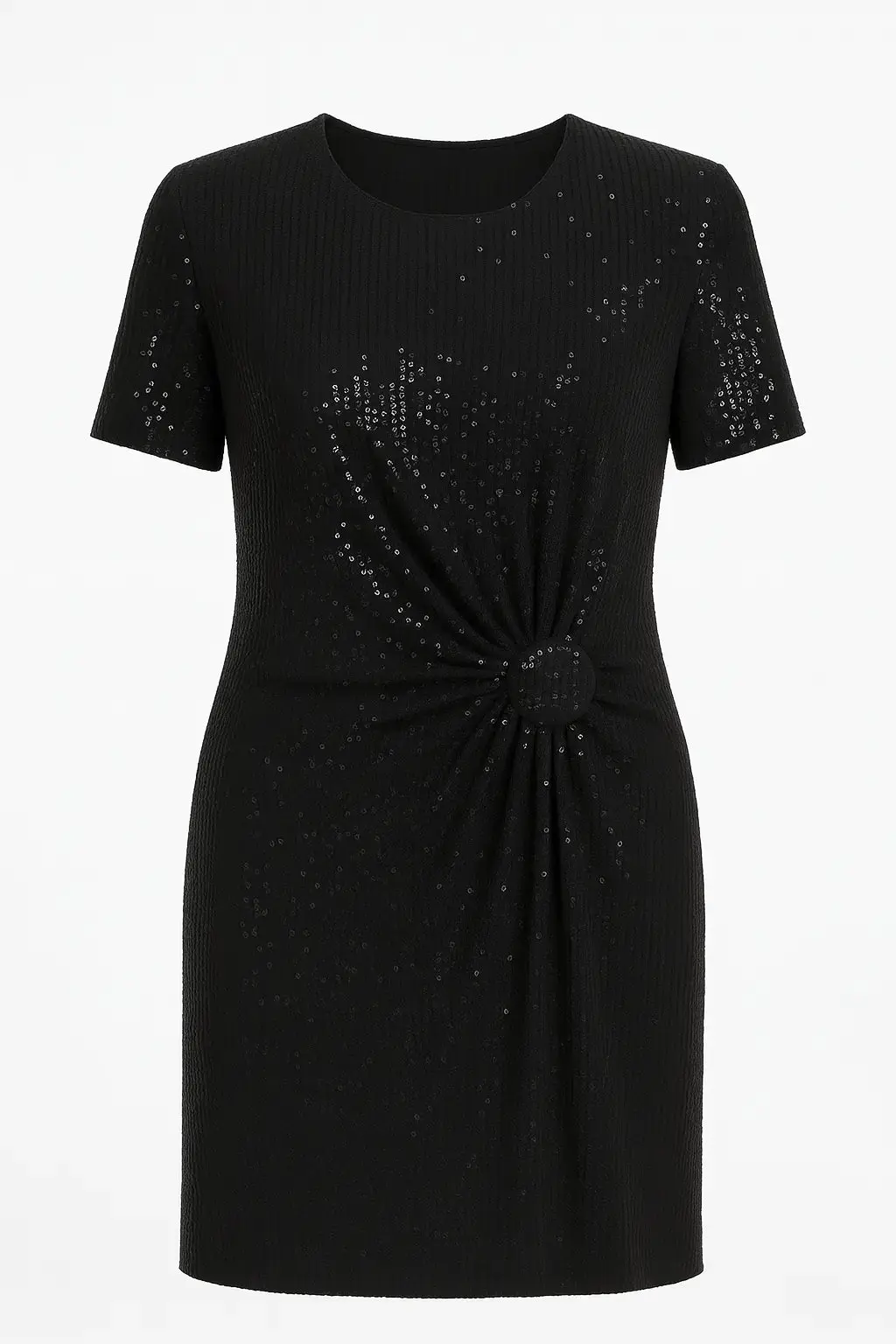 Abito in paillettes con arriccio frontale