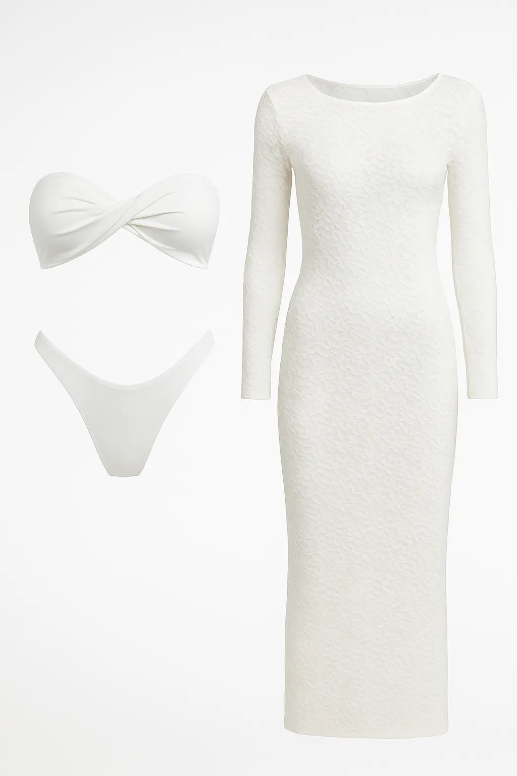 Bikini due pezzi con abito copricostume in pizzo - Image 3