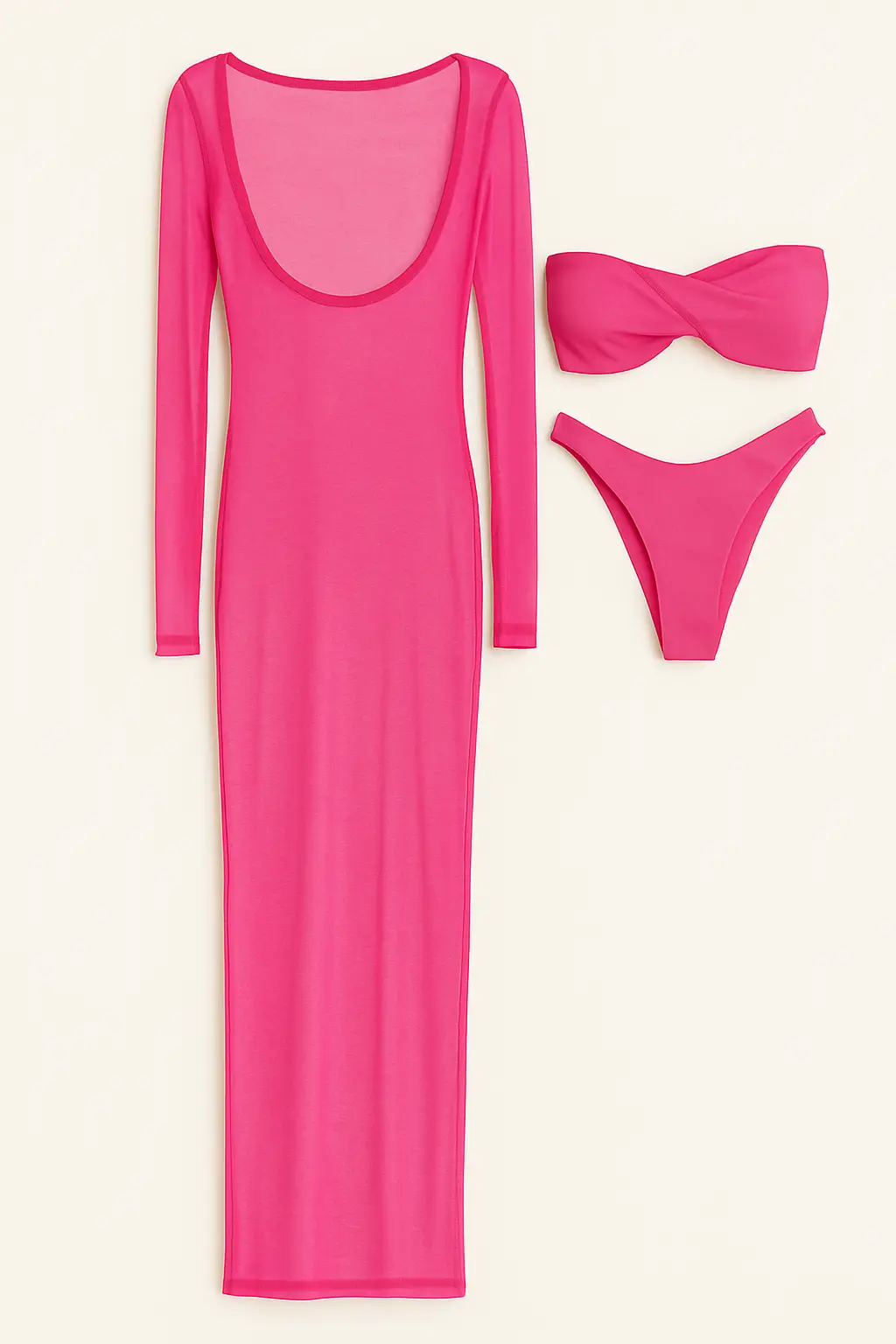 Bikini due pezzi con abito copricostume in rete - Image 3