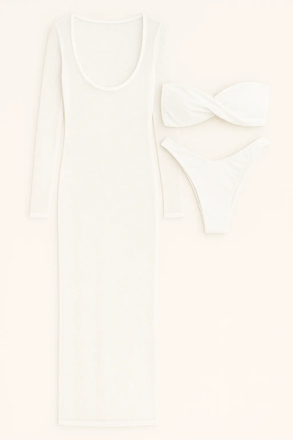 Bikini due pezzi con abito copricostume in rete - Image 5