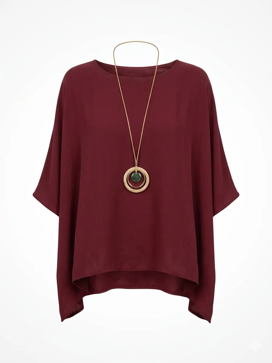 Blusa con fondo sorriso e collana accessorio - Image 2