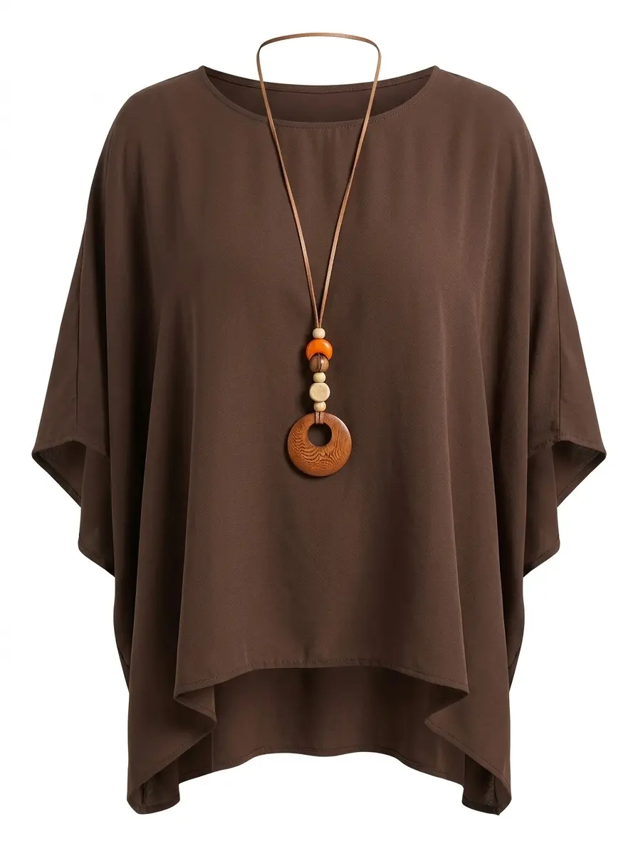 Blusa con fondo sorriso e collana accessorio - Image 3