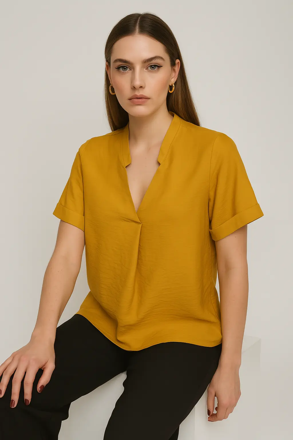 Blusa con scollo alla coreana - Image 3