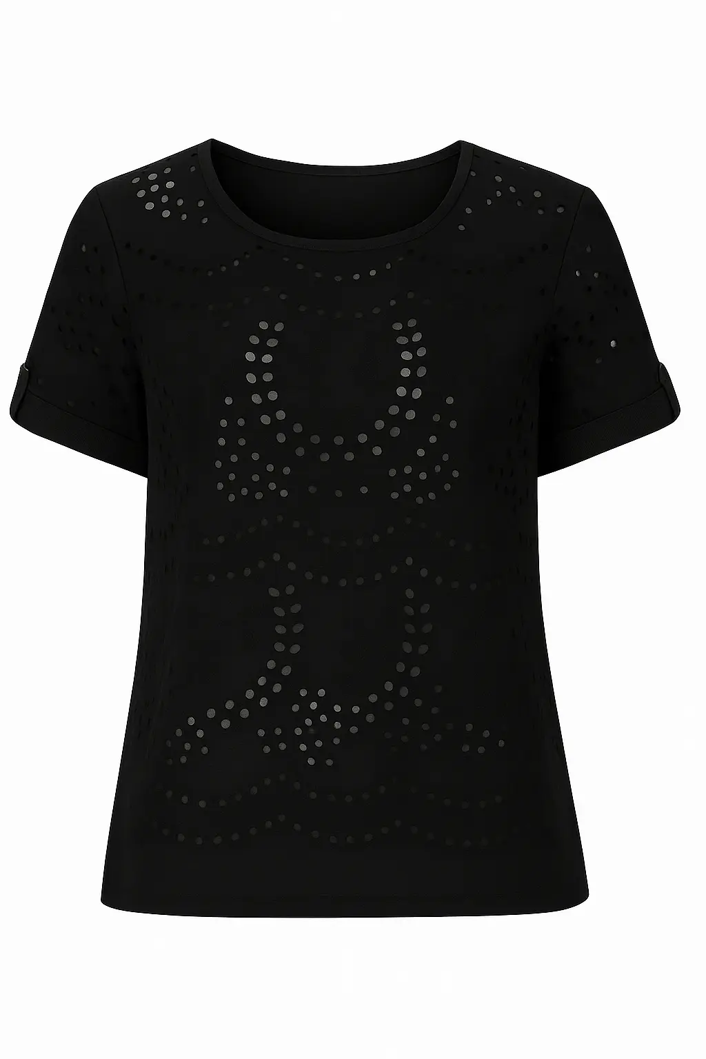 Blusa girocollo a mezza manica con risvolto - Image 2