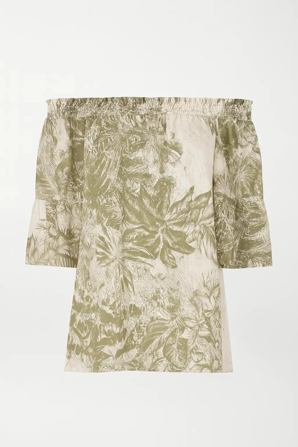 Blusa stampata con scollo omerale elasticizzato con balze - Image 11