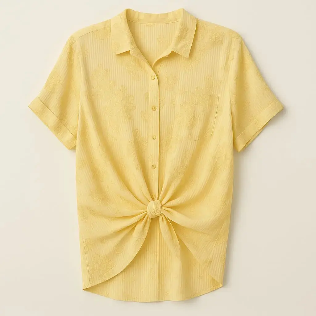 Camicia con manica kimono , abbottonatura e nodo frontali - Image 3