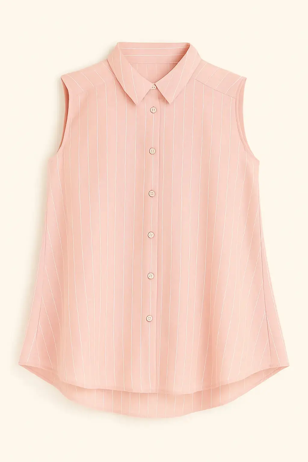 Camicia in mussola rigata a giromanica con godet laterali - Image 3