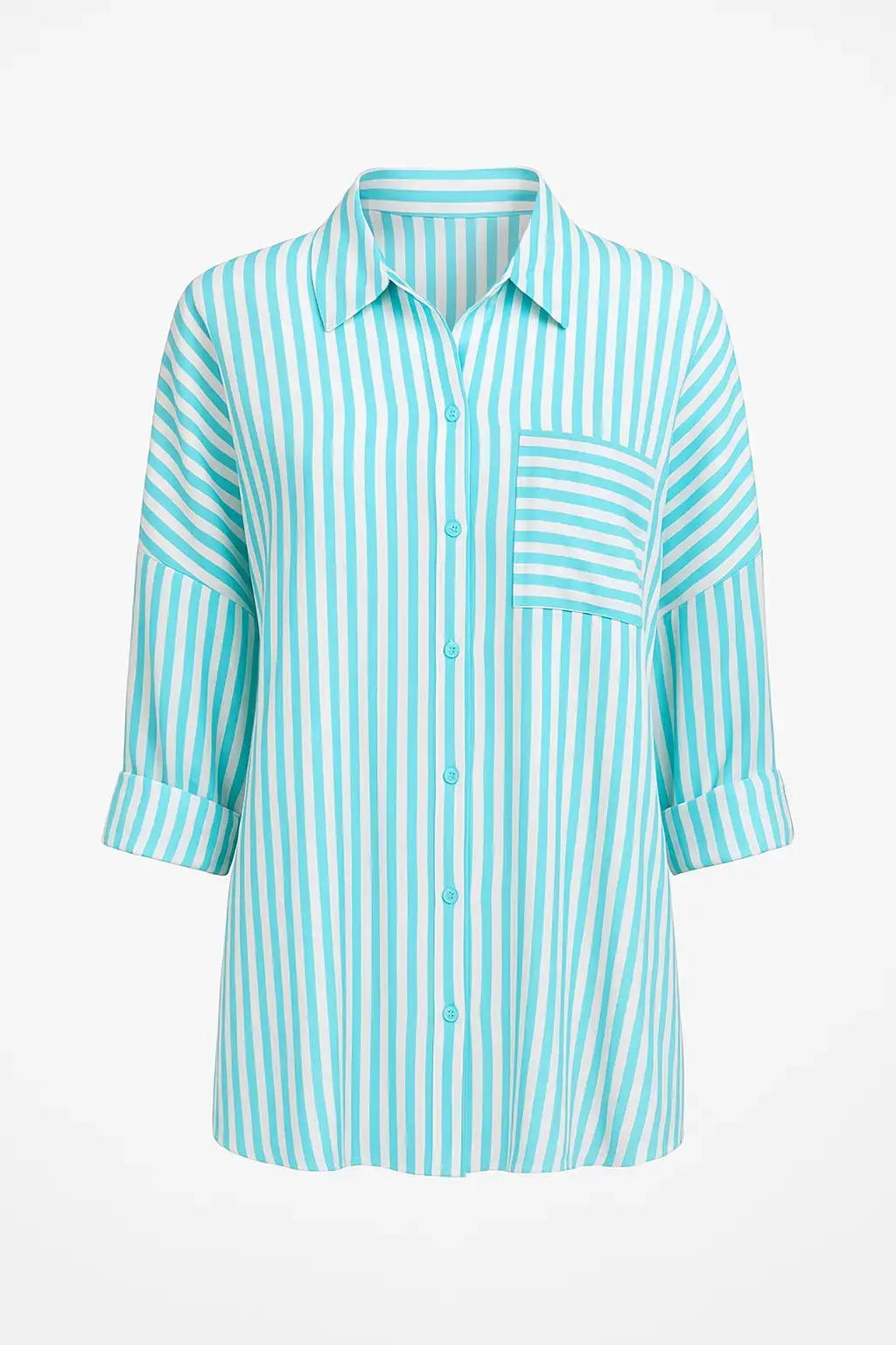 Camicia oversize con maniche lunghe risvoltate e taschino