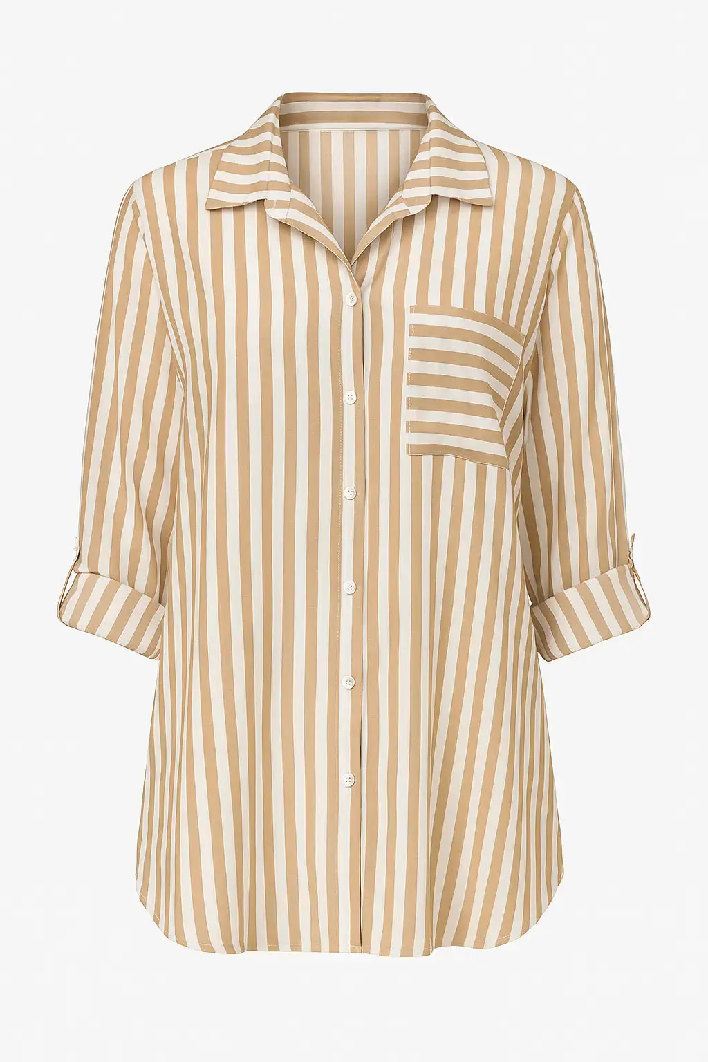 Camicia oversize con maniche lunghe risvoltate e taschino - Image 8