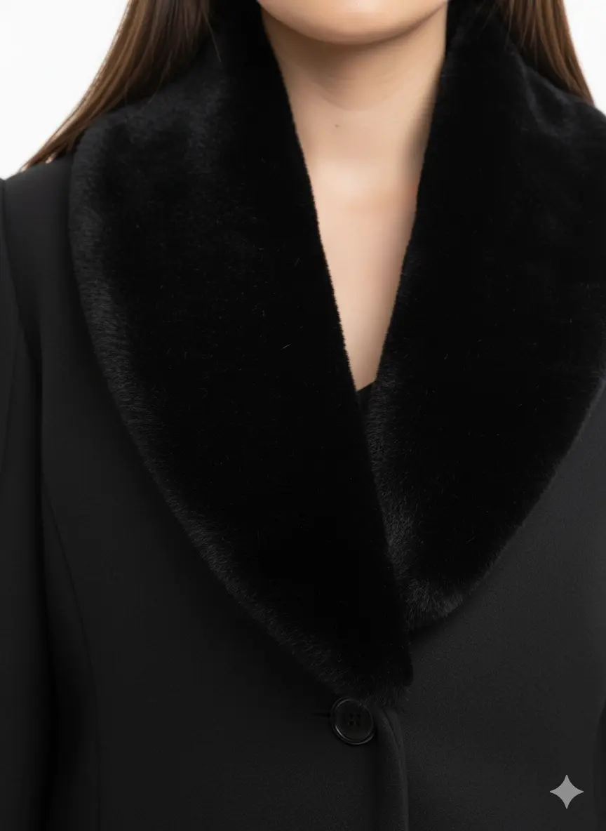 Cappotto lungo con collo in pelliccia - Image 7