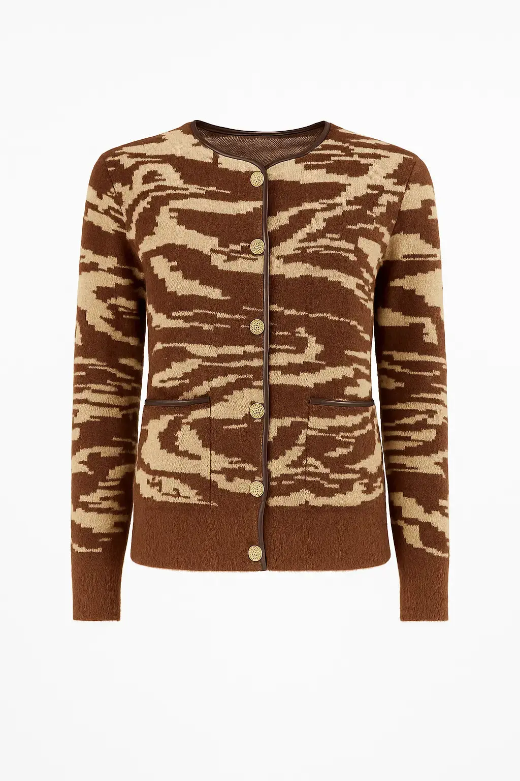 Cardigan bi-filato girocollo