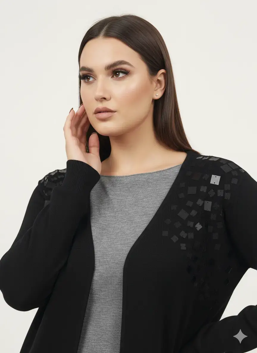 Cardigan con applicazione paillettes - Image 8
