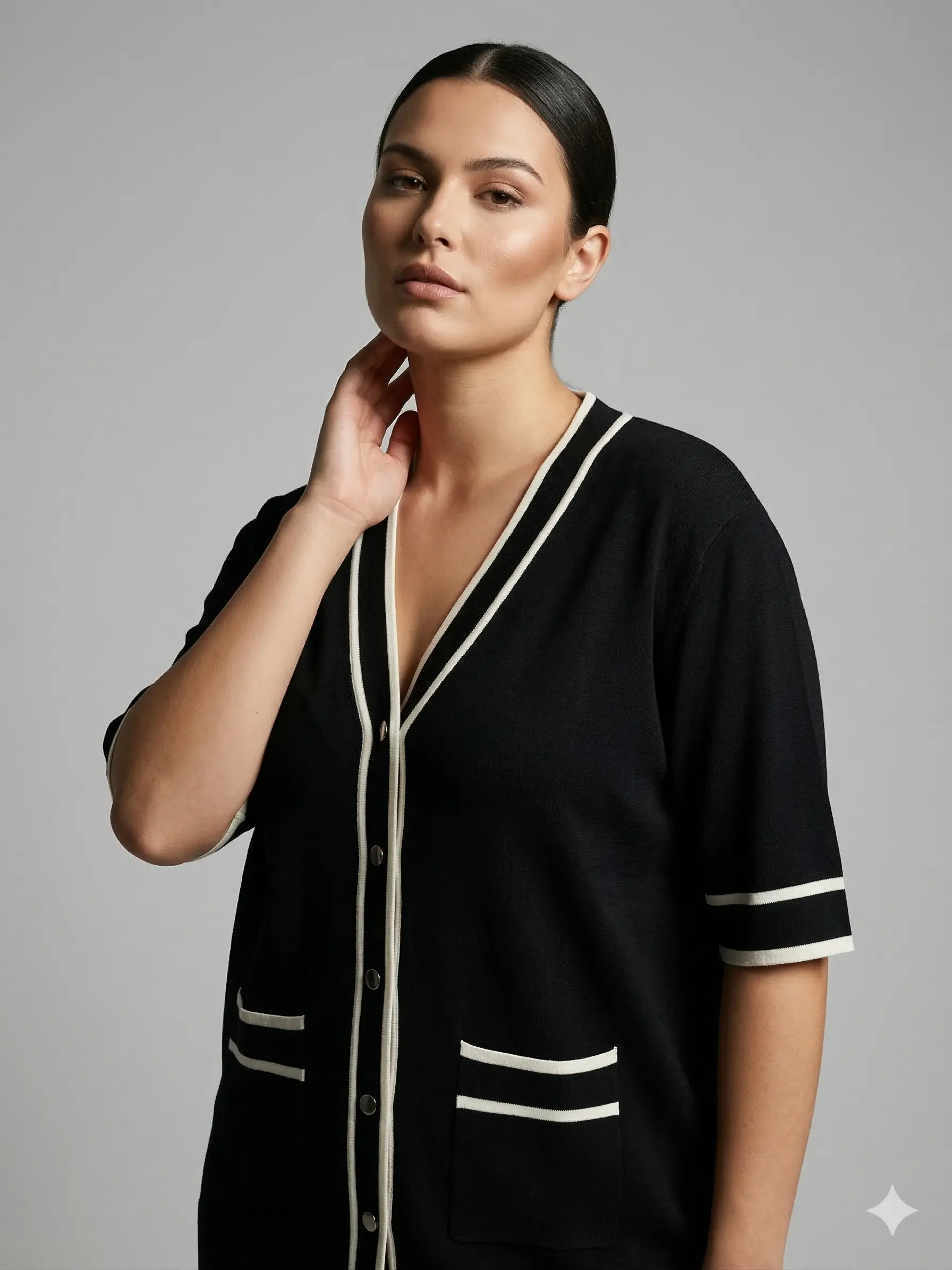 Cardigan con profili a contrasto - Image 2