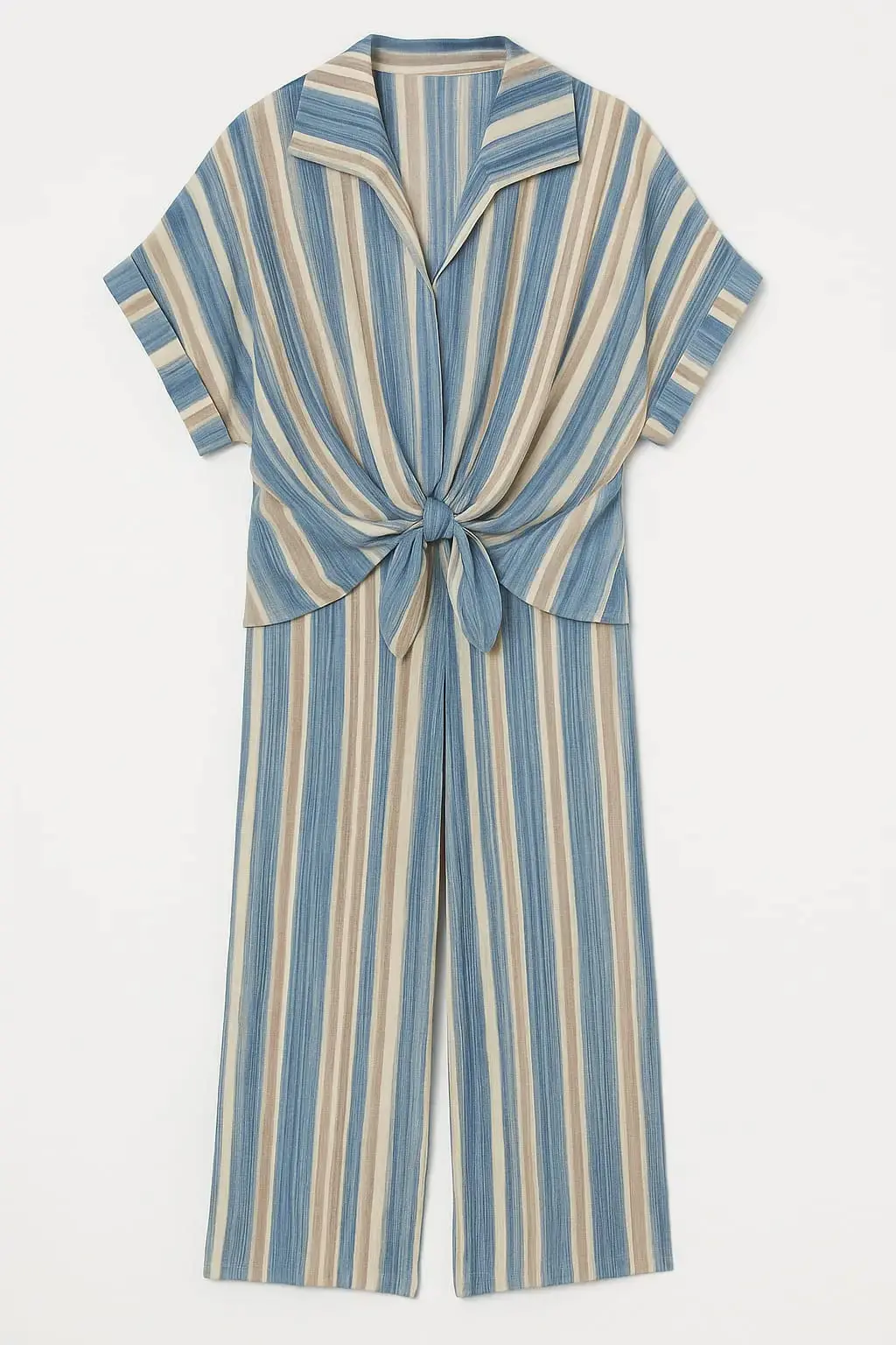 Completo stampato con camicia con nodo e pantaloni con bustino elastico